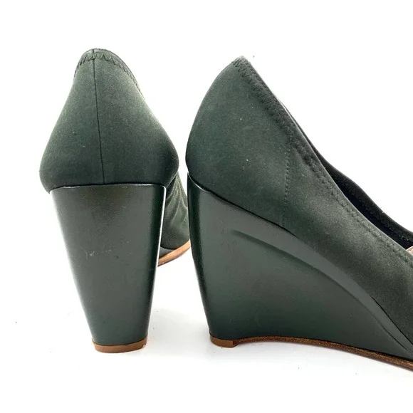 ❌SOLD❌ Vintage 90's HYPE Spain dark green wedge square toe shoes - Picture 6 of 13